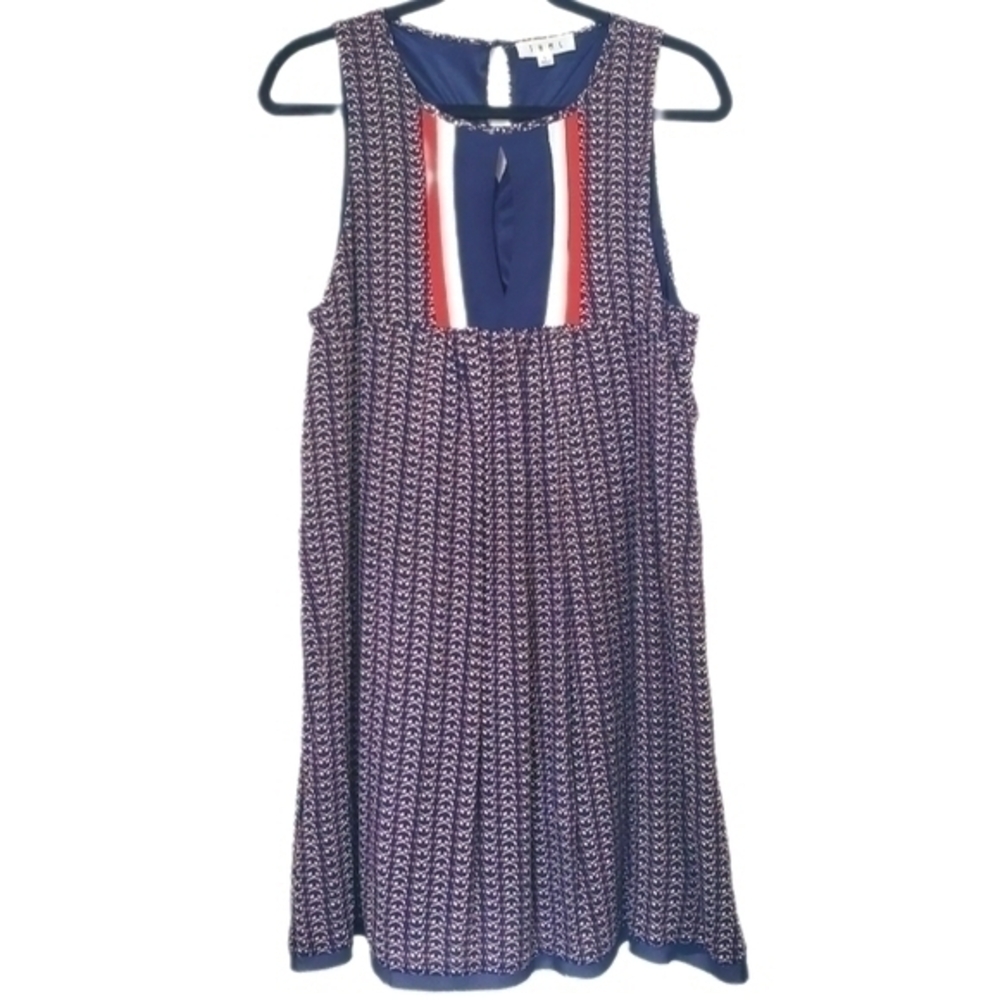 THML Women's Navy Print Sleeveless Shift Dress Sz L
